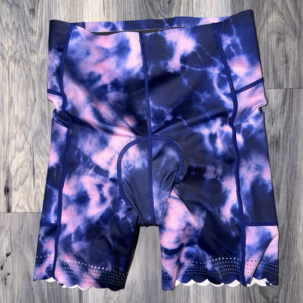 Shredly Hi-lo Biker Cham Padded Shorts Midnight Tie Dye Purple Women's Size M
